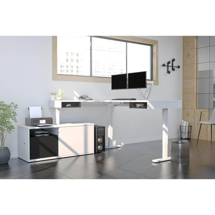 Modubox Desk Pro-Vega L-Shaped Standing Desk with Credenza and Dual Monitor Arm - Available in 2 Colours