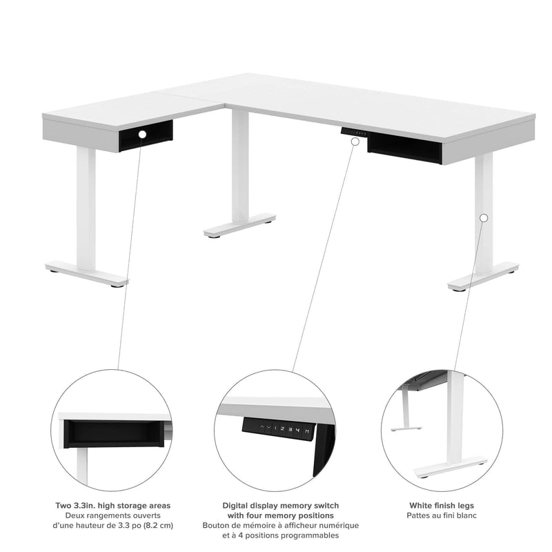Modubox Desk Pro-Vega L-Shaped Standing Desk with Credenza and Dual Monitor Arm - Available in 2 Colours