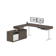 Modubox Desk Pro-Vega L-Shaped Standing Desk with Credenza and Dual Monitor Arm - Available in 2 Colours