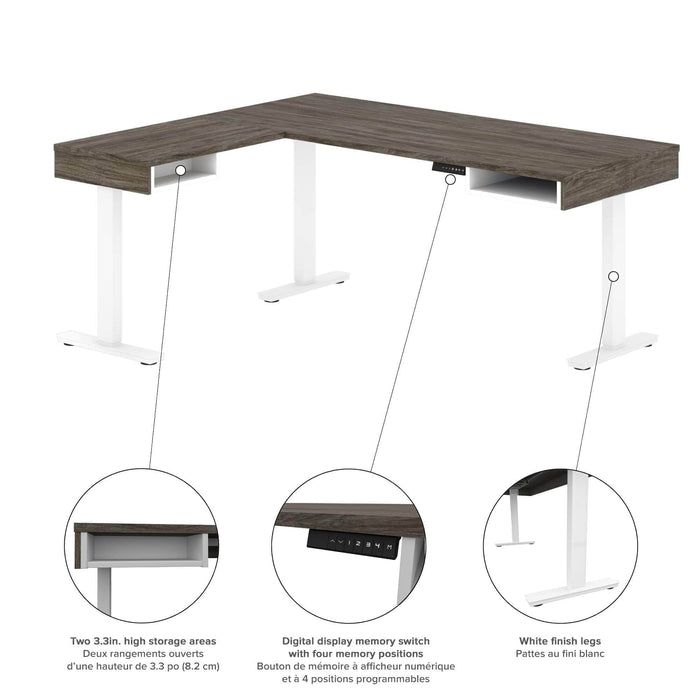 Modubox Desk Pro-Vega L-Shaped Standing Desk with Credenza and Dual Monitor Arm - Available in 2 Colours
