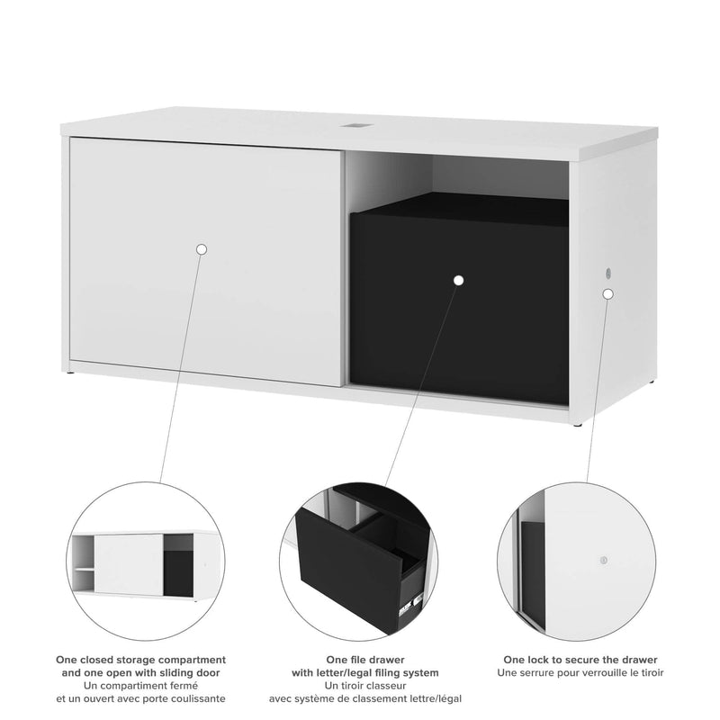 Modubox Desk Pro-Vega L-Shaped Standing Desk with Credenza - Available in 2 Colours