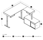 Modubox Desk Pro-Vega L-Shaped Standing Desk with Credenza - Available in 2 Colours