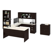 Modubox Desk Ridgeley Executive Computer Desk with Hutch, a Lateral File Cabinet, and a Bookcase - Available in 2 Colours