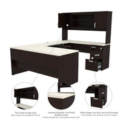 Modubox Desk Ridgeley Executive Computer Desk with Hutch, a Lateral File Cabinet, and a Bookcase - Available in 2 Colours