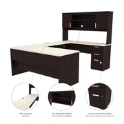 Modubox Desk Ridgeley Executive Computer Desk with Hutch, a Lateral File Cabinet, and a Bookcase - Available in 2 Colours