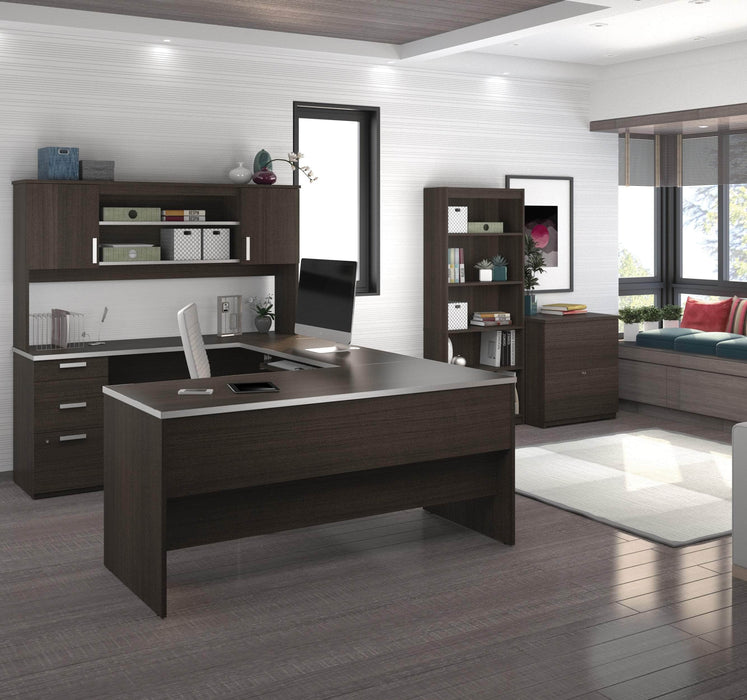 Modubox Desk Ridgeley Executive Computer Desk with Hutch, a Lateral File Cabinet, and a Bookcase - Available in 2 Colours