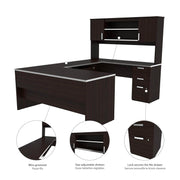 Modubox Desk Ridgeley Executive Computer Desk with Hutch, a Lateral File Cabinet, and a Bookcase - Available in 2 Colours