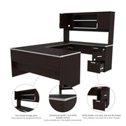 Modubox Desk Ridgeley Executive Computer Desk with Hutch, a Lateral File Cabinet, and a Bookcase - Available in 2 Colours
