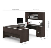 Modubox Desk Ridgeley Executive Computer Desk with Hutch, a Lateral File Cabinet, and a Bookcase - Available in 2 Colours