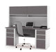 Modubox Desk Slate & Sandstone Connexion Credenza Desk with 2 Pedestals and Hutch - Available in 2 Colours