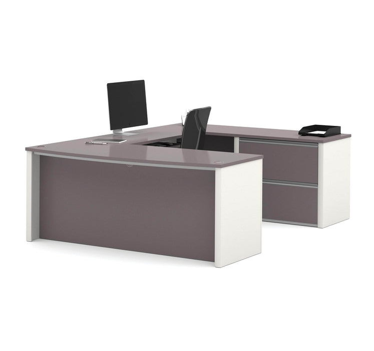Modubox Desk Slate & Sandstone Connexion U-Shaped Executive Desk with Lateral File Cabinet - Available in 3 Colours