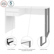 Modubox Desk Solay 48"W Reversible Small Table Desk With U-Shaped Metal Leg - Available in 2 Colours