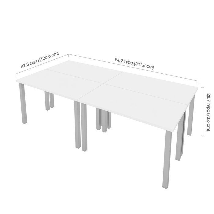 Modubox Desk Universel 4-Piece Set Including 4 24″ × 48″ Table Desks with Square Metal Legs - Available in 3 Colours