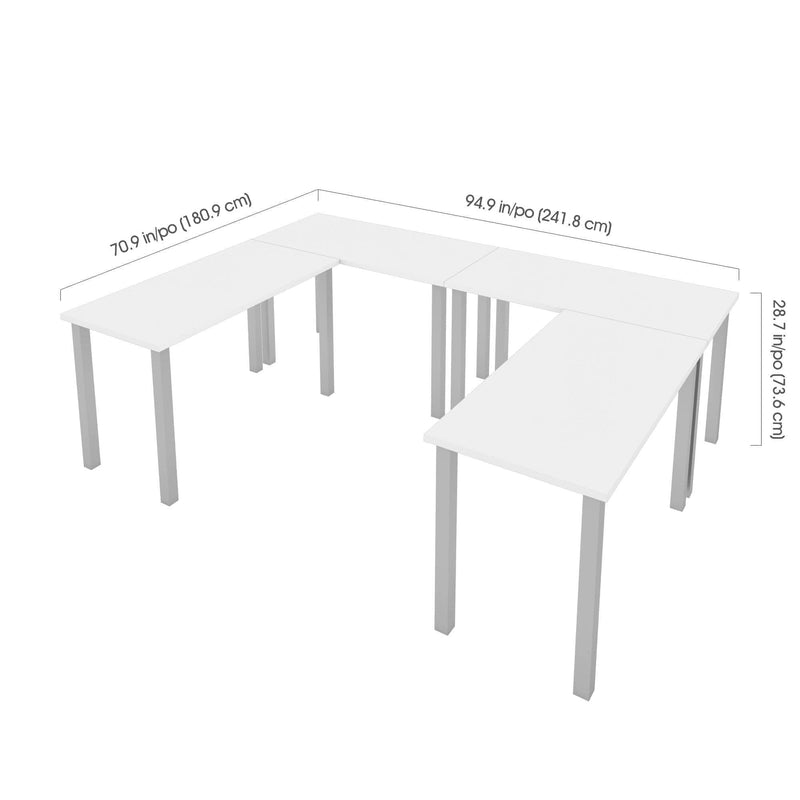 Modubox Desk Universel 4-Piece Set Including 4 24″ × 48″ Table Desks with Square Metal Legs - Available in 3 Colours