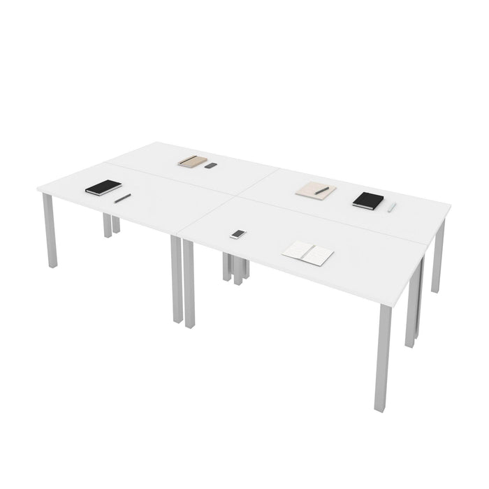 Modubox Desk Universel 4-Piece Set Including Four 30″ × 60″ Table Desks with Square Metal Legs - Available in 3 Colours