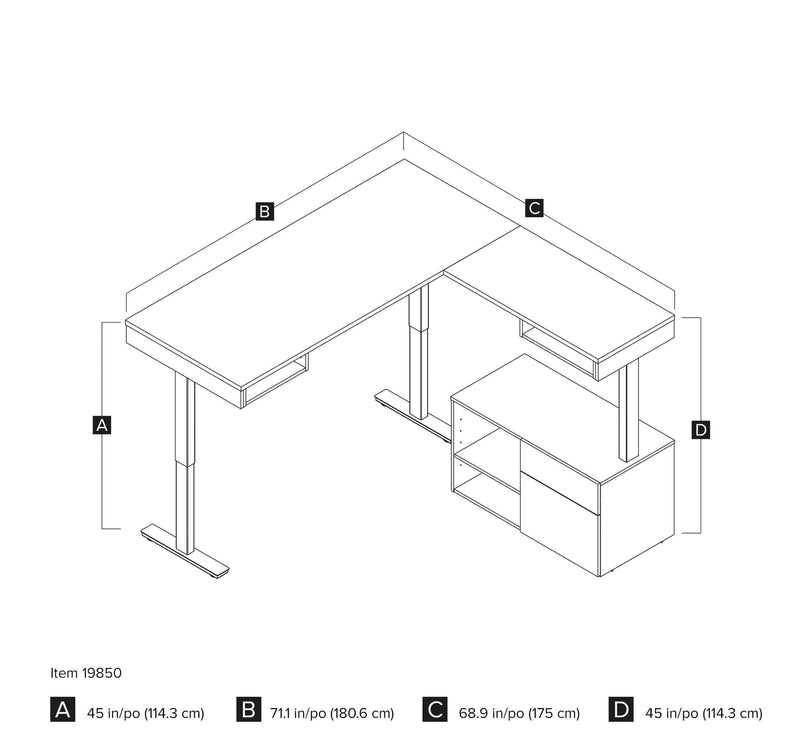 Modubox Desk Viva 2-Piece Set Including an L-Shaped Standing Desk and a Credenza - Available in 2 Colours