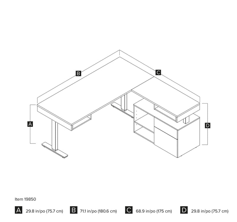 Modubox Desk Viva 2-Piece Set Including an L-Shaped Standing Desk and a Credenza - Available in 2 Colours
