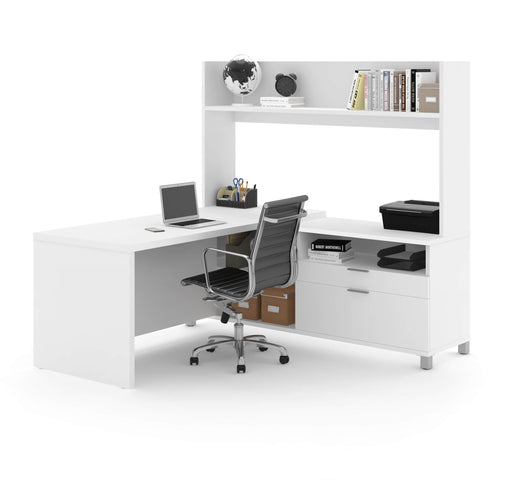Modubox Desk White Pro-Linea L-Shaped Desk with Hutch - Available in 2 Colours