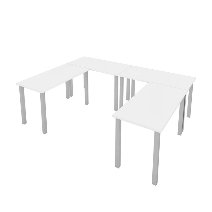 Modubox Desk White Universel 4-Piece Set Including 4 24″ × 48″ Table Desks with Square Metal Legs - Available in 3 Colours