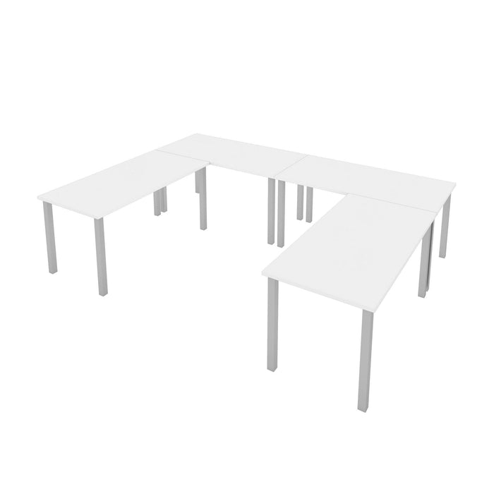 Modubox Desk White Universel 4-Piece Set Including Four 30″ × 60″ Table Desks with Square Metal Legs - Available in 3 Colours
