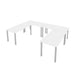 Modubox Desk White Universel 4-Piece Set Including Four 30″ × 60″ Table Desks with Square Metal Legs - Available in 3 Colours