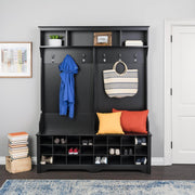 Modubox Entryway Black 60" Wide Hall Tree with 24 Shoe Cubbies - Available in 4 Colours