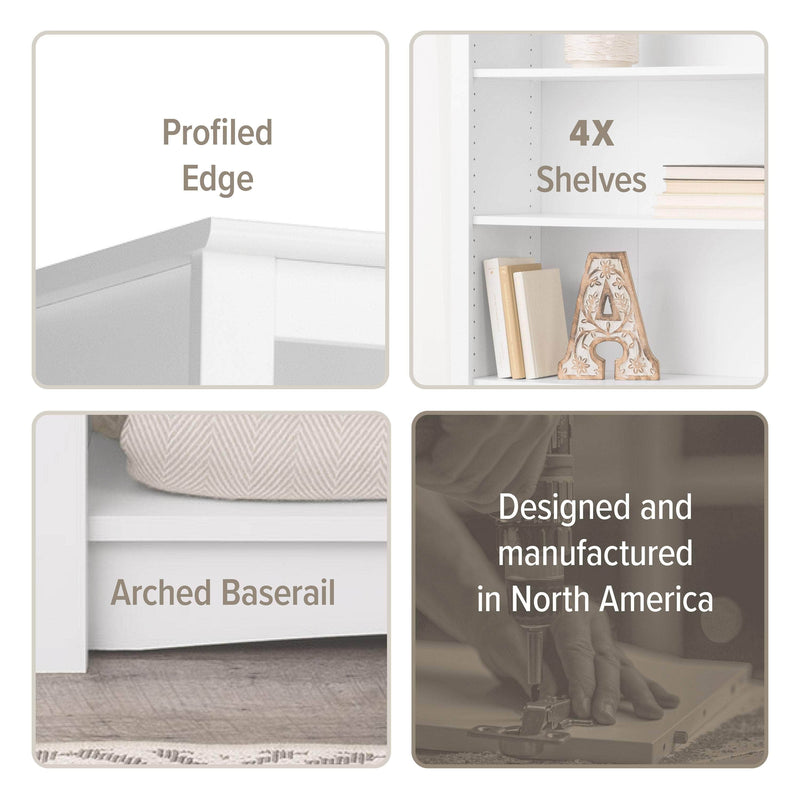 Modubox Home Office Four Shelf Bookcase - Available in 2 Colours