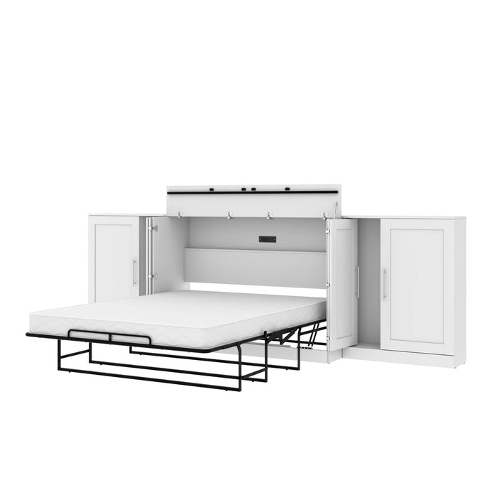 Modubox Murphy Cabinet Bed White Pur Queen Murphy Cabinet Bed with Mattress and 2 36″ Storage Units - Available in 3 Colours