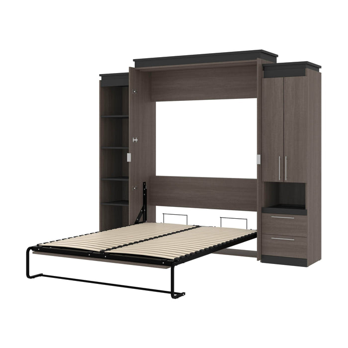 Modubox Murphy Wall Bed Bark Grey & Graphite Orion 104"W Queen Murphy Wall Bed with Narrow Storage Solutions - Available in 2 Colours