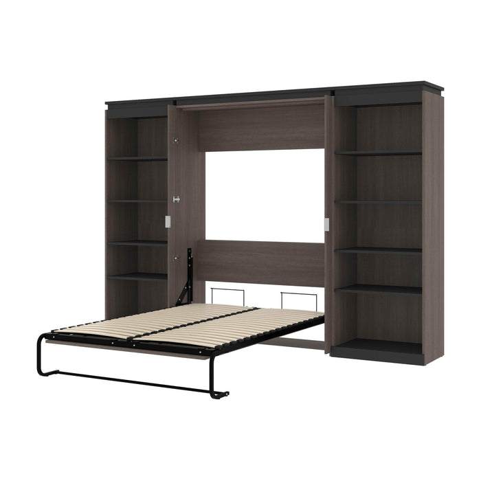 Modubox Murphy Wall Bed Bark Grey & Graphite Orion 118"W Full Murphy Wall Bed and 2 Shelving Units - Available in 2 Colours