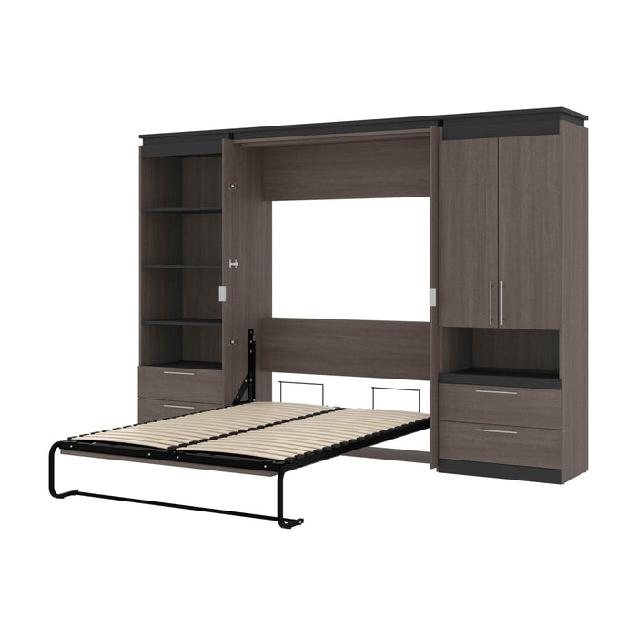Modubox Murphy Wall Bed Bark Grey & Graphite Orion 118"W Full Murphy Wall Bed with Multifunctional Storage and Drawers - Available in 2 Colours