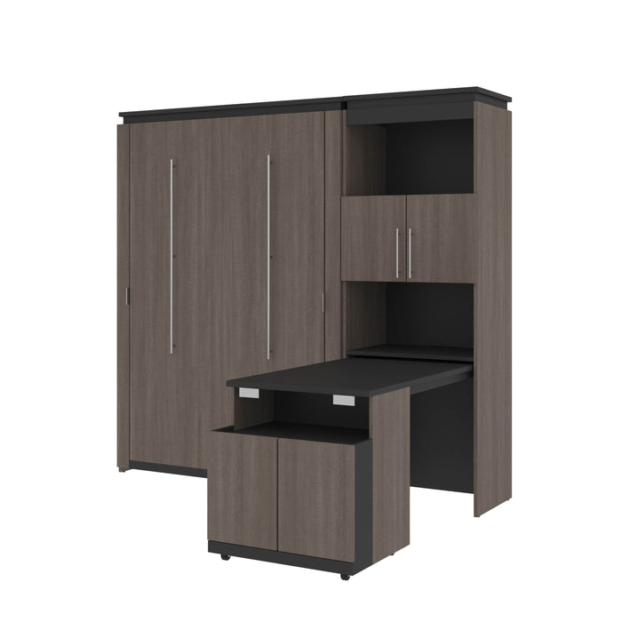 Modubox Murphy Wall Bed Bark Grey & Graphite Orion Full Murphy Wall Bed and Shelving Unit with Fold-Out Desk (89W) - Available in 2 Colours