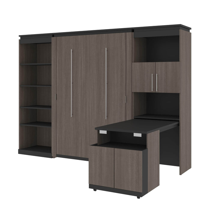 Modubox Murphy Wall Bed Bark Grey & Graphite Orion Full Murphy Wall Bed with Shelving and Fold-Out Desk (119W) - Available in 2 Colours