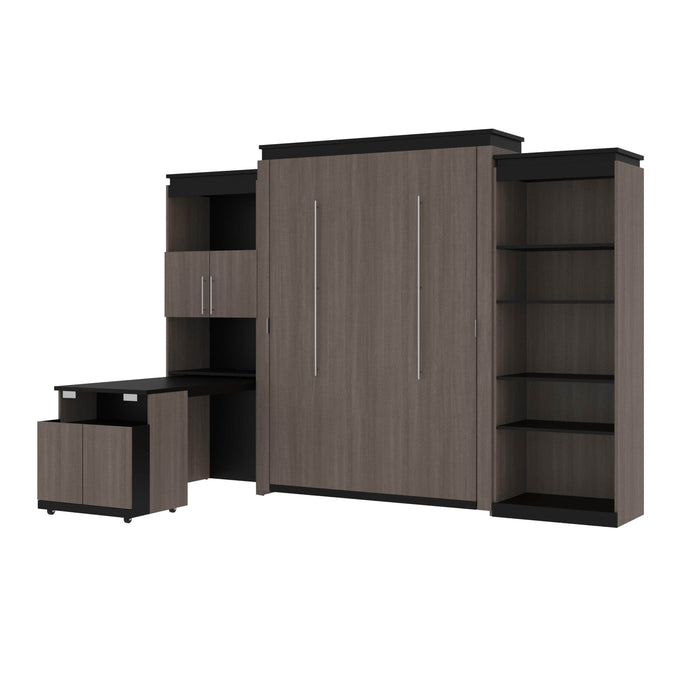Modubox Murphy Wall Bed Bark Grey & Graphite Orion Queen Murphy Wall Bed with Shelving and Fold-Out Desk (125W) - Available in 2 Colours