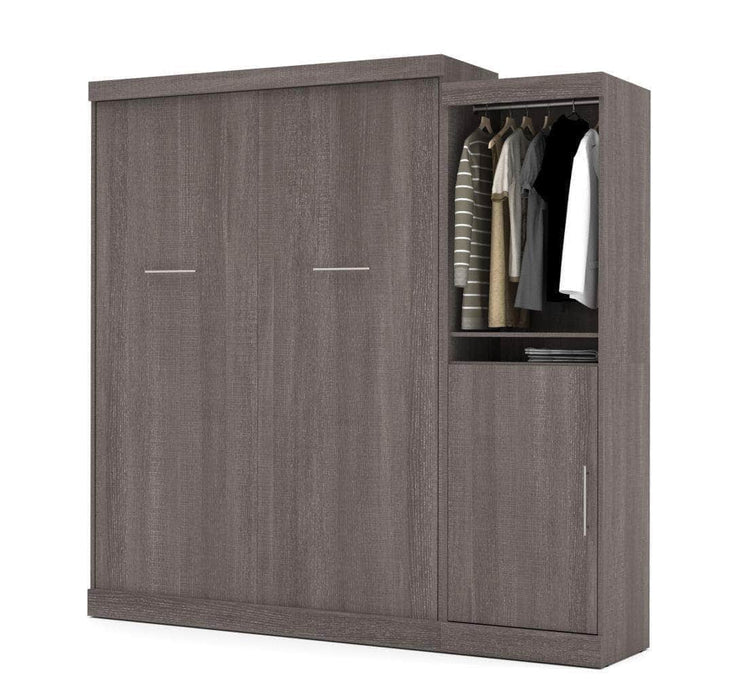 Modubox Murphy Wall Bed Bark Grey Nebula 90" Set including a Queen Wall Murphy Bed and One Storage Unit - Available in 3 Colours