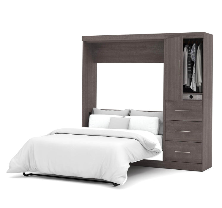 Modubox Murphy Wall Bed Bark Grey Nebula Full Murphy Wall Bed and Storage Unit with Drawers (84W) - Available in 3 Colours
