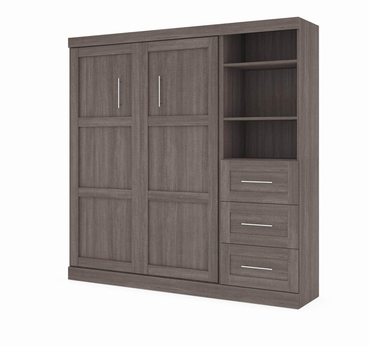Modubox Murphy Wall Bed Bark Grey Pur Full Murphy Wall Bed and 1 Storage Unit with Drawers (84”) - Available in 3 Colours