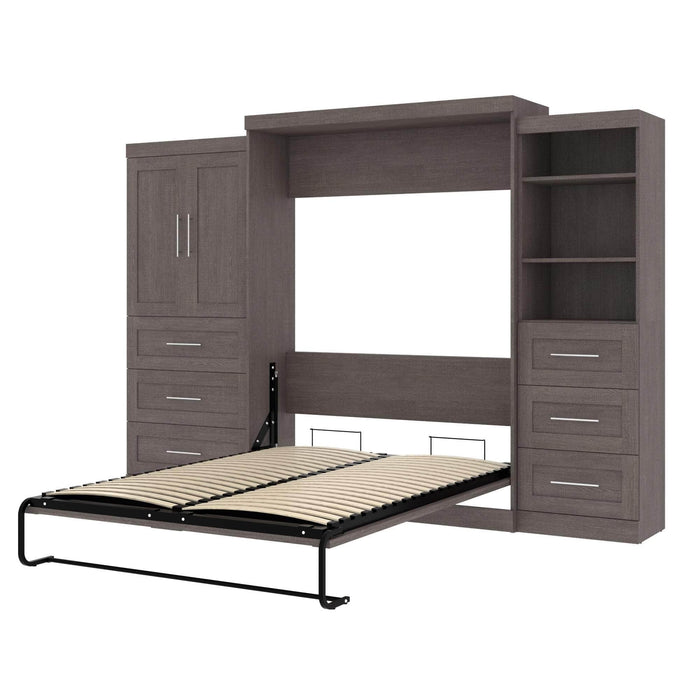 Modubox Murphy Wall Bed Bark Grey Pur Queen Murphy Wall Bed and 2 Multifunctional Storage Units with Drawers (126W) - Available in 2 Colours