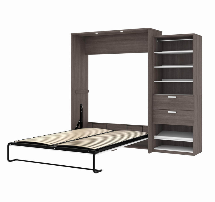 Modubox Murphy Wall Bed Bark Grey & White Cielo Queen Murphy Wall Bed and Storage Cabinet (95W) - Available in 2 Colours