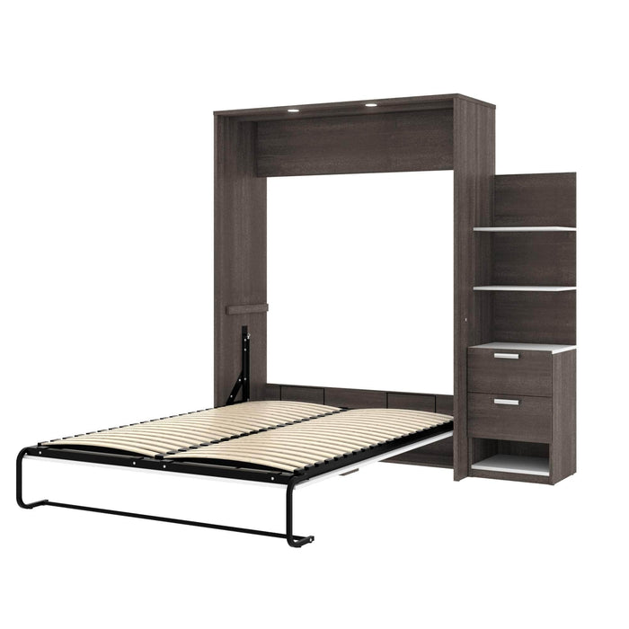Modubox Murphy Wall Bed Bark Grey & White Cielo Queen Murphy Wall Bed with Storage Cabinet (85W) - Available in 2 Colours
