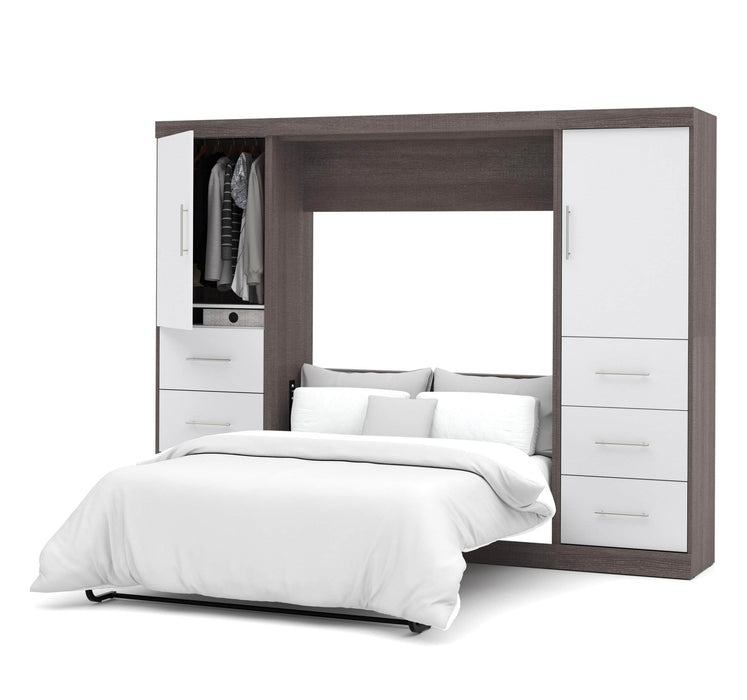 Modubox Murphy Wall Bed Bark Grey & White Nebula Full Murphy Wall Bed and 2 Storage Units with Drawers (109W) - Available in 3 Colours
