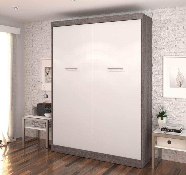 Modubox Murphy Wall Bed Bark Grey & White Nebula Full Size Murphy Wall Pull Down Bed - Available in 4 Colours