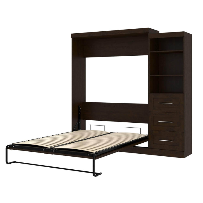Modubox Murphy Wall Bed Chocolate Pur Queen Murphy Wall Bed and Storage Unit with Drawers (90W) - Available in 3 Colours