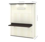 Modubox Murphy Wall Bed Lumina Queen Murphy Bed with Desk and 1 Storage Unit in White Chocolate