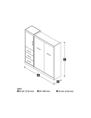 Modubox Murphy Wall Bed Nebula Full Murphy Wall Bed and Storage Unit with Drawers (84W) - Available in 3 Colours