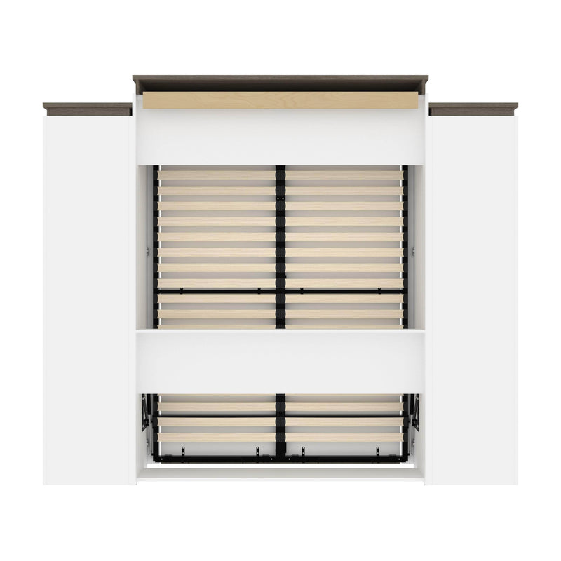 Modubox Murphy Wall Bed Orion 104"W Queen Murphy Wall Bed with 2 Narrow Shelving Units and Drawers - Available in 2 Colours