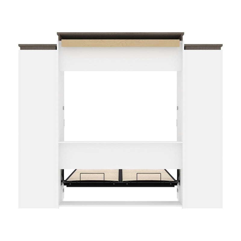 Modubox Murphy Wall Bed Orion 104"W Queen Murphy Wall Bed with 2 Narrow Shelving Units and Drawers - Available in 2 Colours