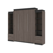 Modubox Murphy Wall Bed Orion 104"W Queen Murphy Wall Bed with 2 Narrow Shelving Units and Drawers - Available in 2 Colours
