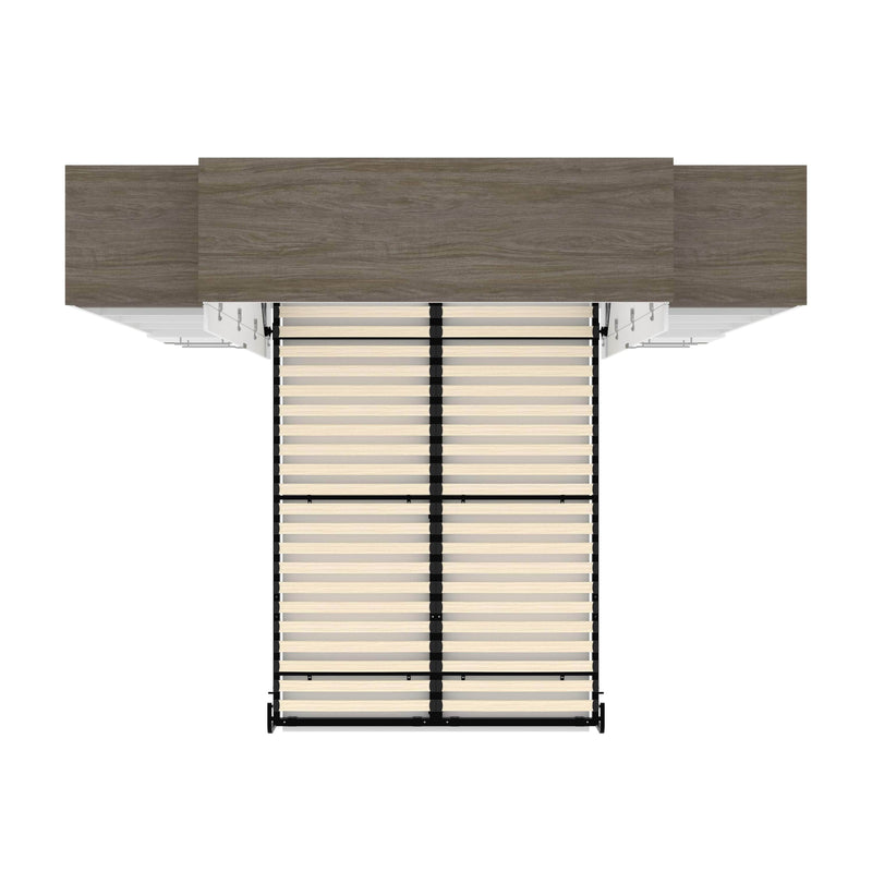 Modubox Murphy Wall Bed Orion 104"W Queen Murphy Wall Bed with 2 Narrow Shelving Units and Drawers - Available in 2 Colours