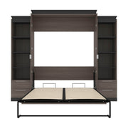 Modubox Murphy Wall Bed Orion 104"W Queen Murphy Wall Bed with 2 Narrow Shelving Units and Drawers - Available in 2 Colours